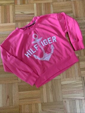 Tommy Hilfiger Crewneck Sweatshirt Girls Size Small (7) Summer Sweatshirt Pink